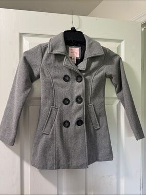 Vineyard Vines Girls' Gray Double-Breasted Peacoat